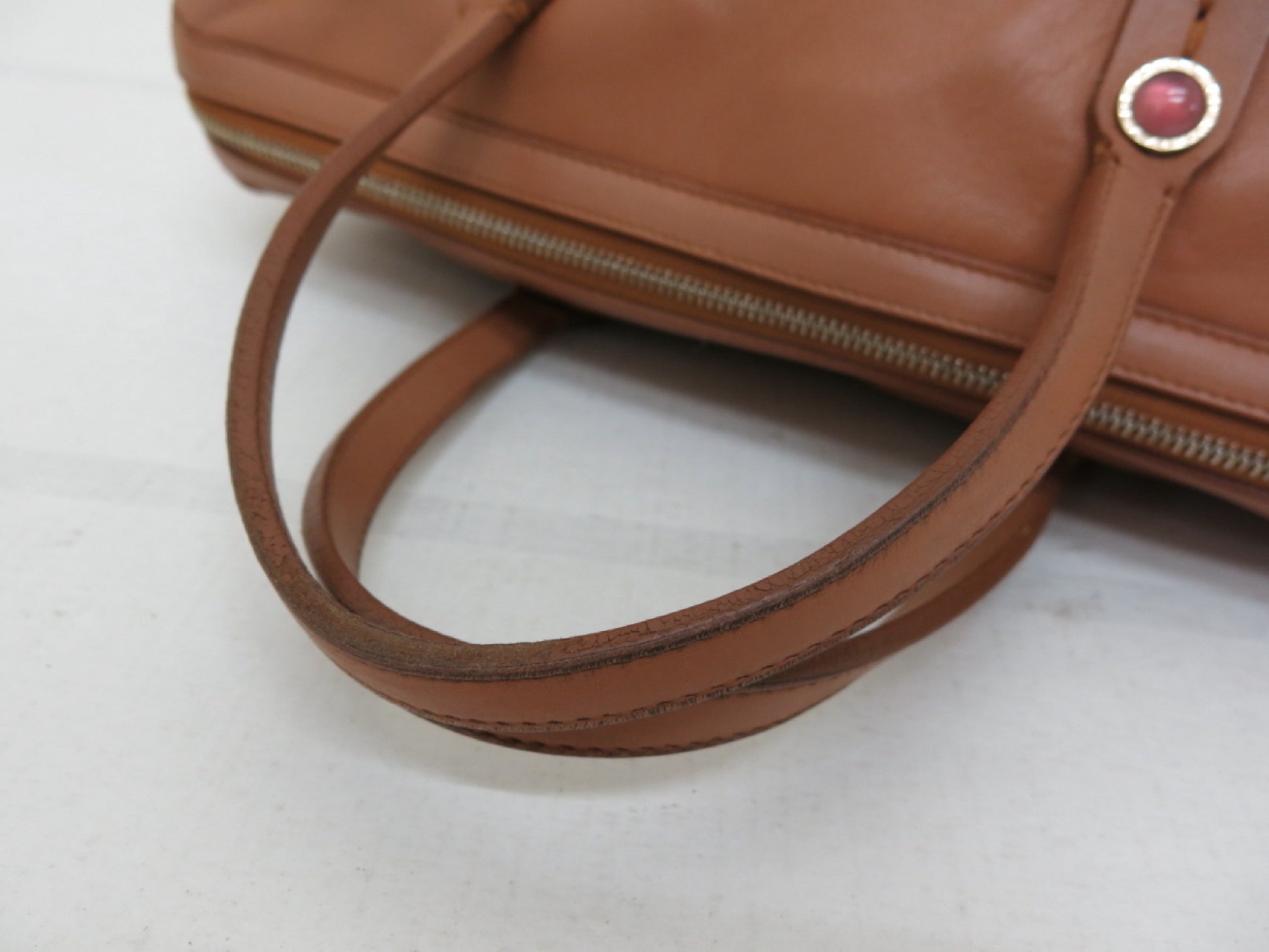 BVLGARI Calf Leather Collezione Logo Embossed Handbag 2-Way