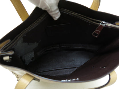 COACH COACH 4-Point Signature Canvas and Leather Shoulder Hand Bag Beige Navy