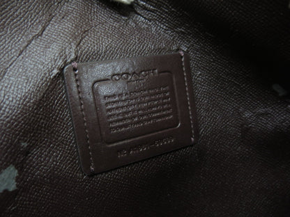 COACH COACH 4-Point Signature Canvas and Leather Shoulder Hand Bag Beige Navy