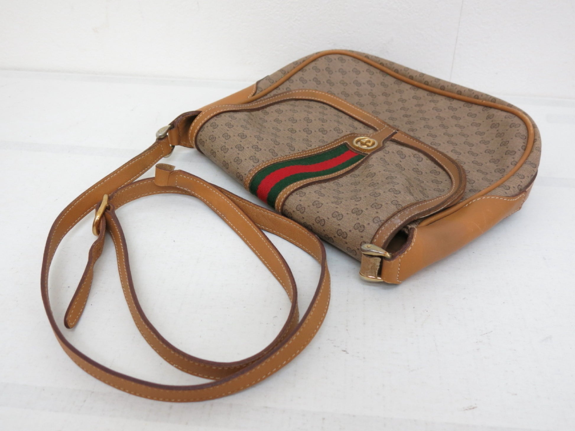 GUCCI GUCCI Gucci Old Gucci GG Canvas Calfskin Sherry Shoulder Tote Bag 3-Piece Set Black Beige Bag