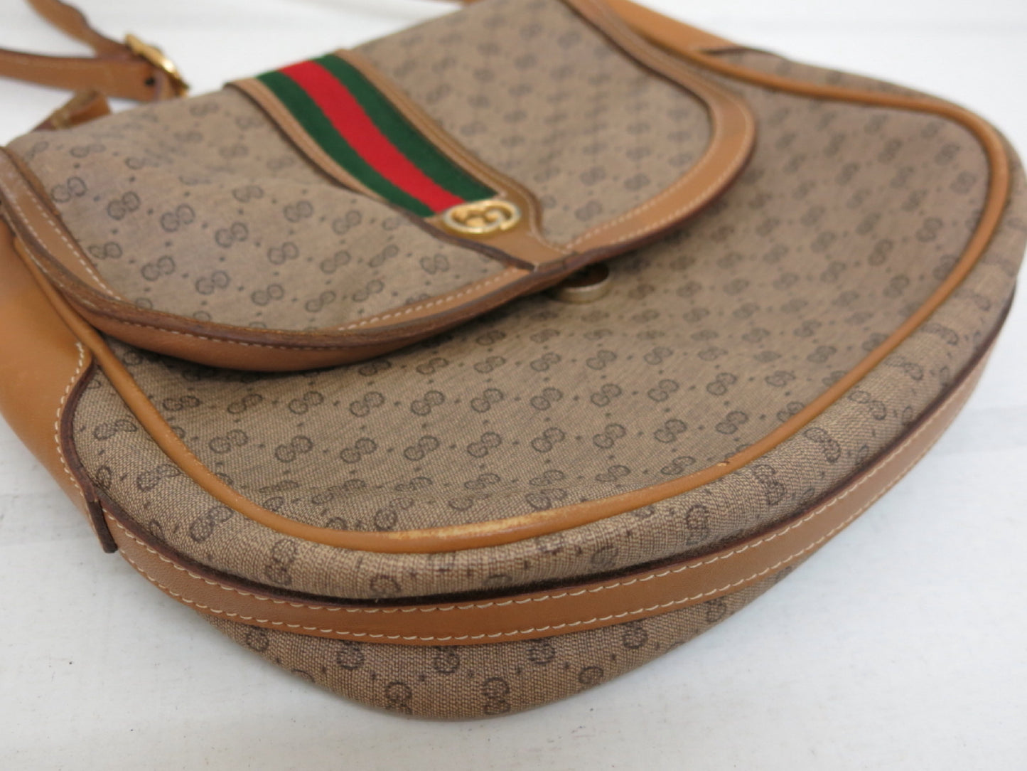 GUCCI GUCCI Gucci Old Gucci GG Canvas Calfskin Sherry Shoulder Tote Bag 3-Piece Set Black Beige Bag