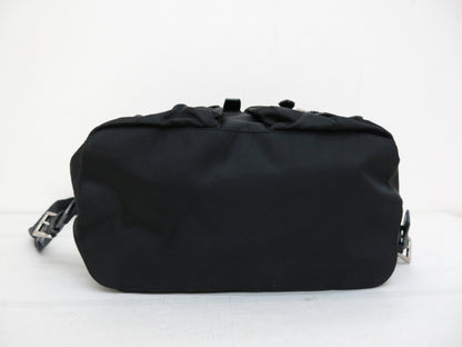 PRADA Prada Triangle Logo Plate Calfskin Nylon Backpack