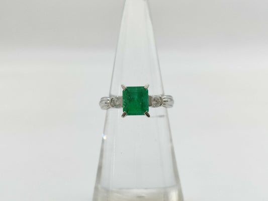 E1.24ct D0.18ct Pt900 4.6g Ring 