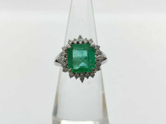 E3.07ct D0.48ct Pt900 7.3g Ring 