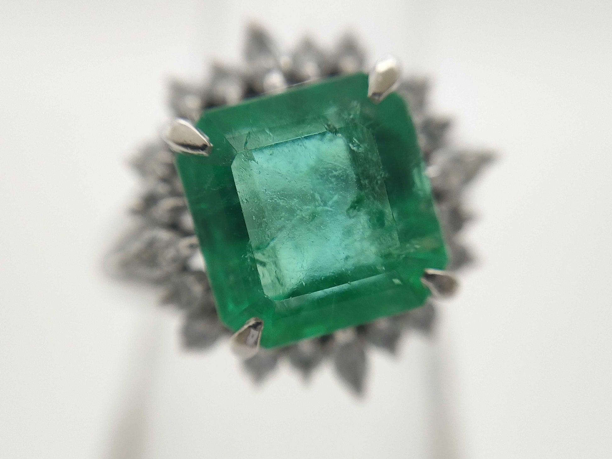 E3.07ct D0.48ct Pt900 7.3g Ring 