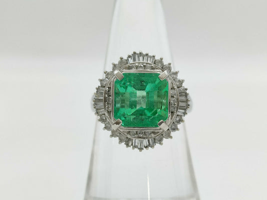 E3.75ct D0.60ct Pt900 7.9g Ring 