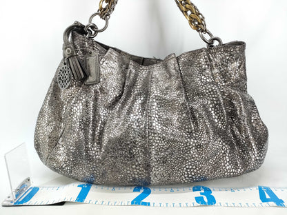 COACH Coach Leather Chain Tote Bag Silver Tote Bag