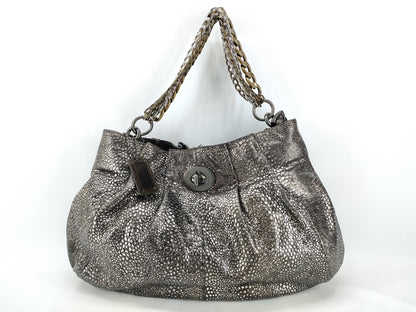 COACH Coach Leather Chain Tote Bag Silver Tote Bag