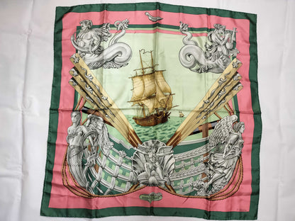 HERMES Carre Hermes Carre 90 Green Scarf