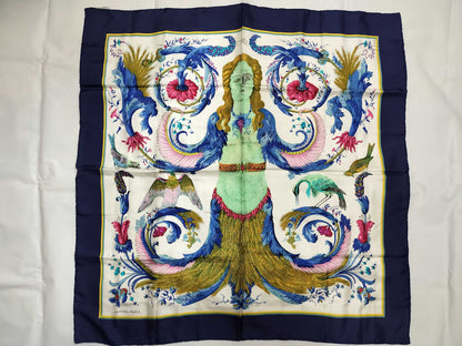 HERMES Carre Hermes Carre 90 Blue Scarf