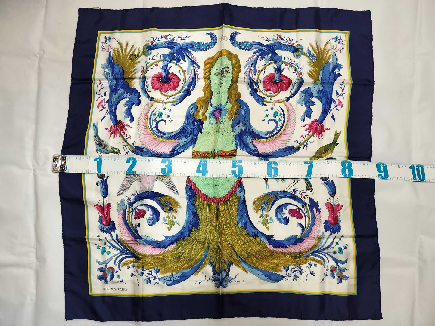 HERMES Carre Hermes Carre 90 Blue Scarf