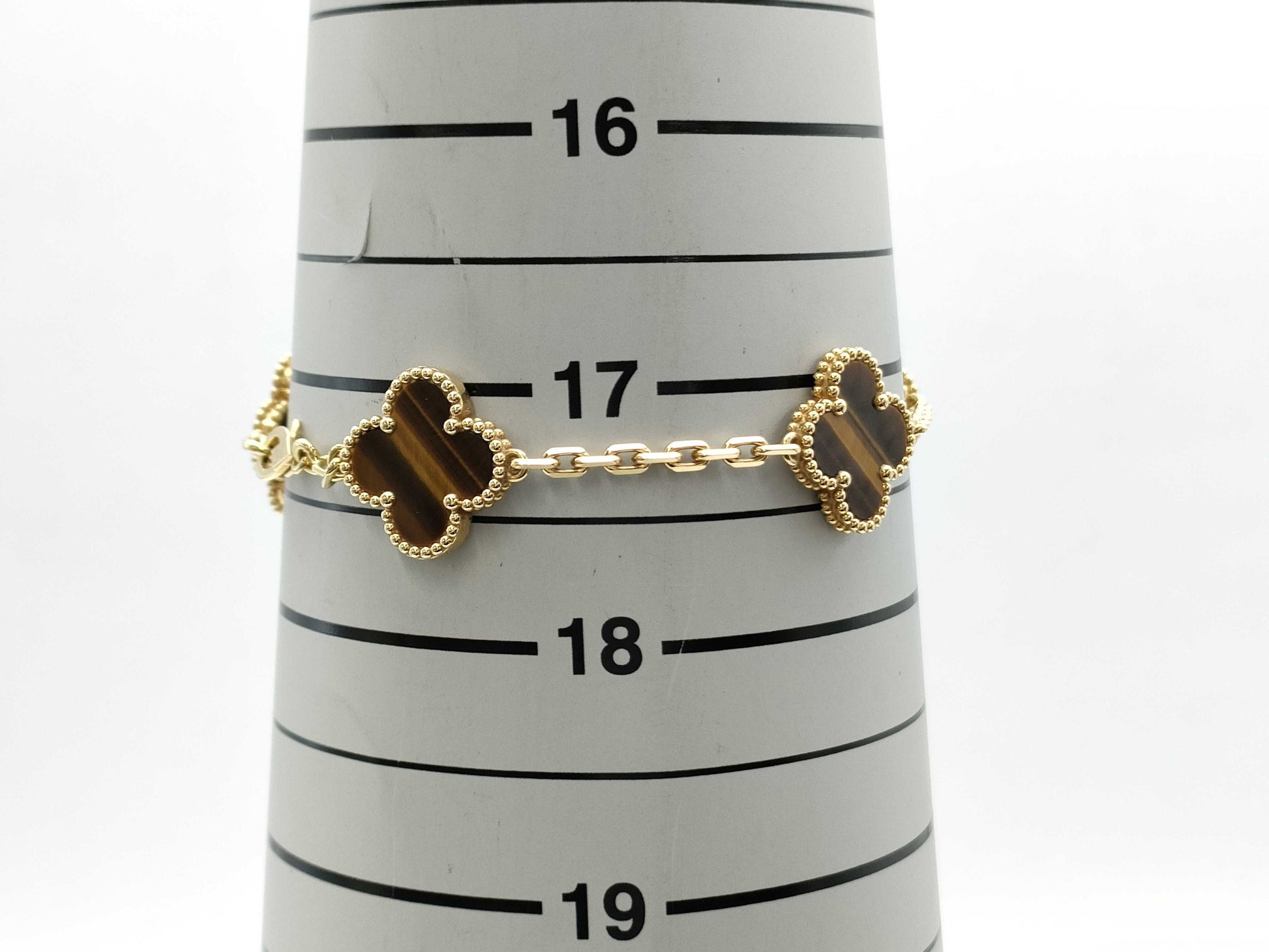 Van Cleef & Arpels Vintage Alhambra 5-Piece Tiger's Eye Bracelet in Yellow Gold and Au750, 11.8g