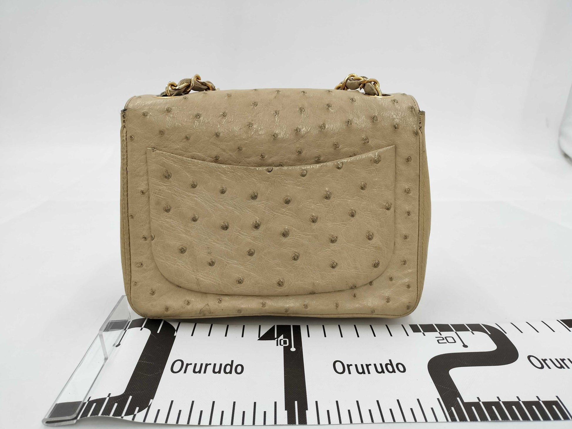 CHANEL Mini Matlasse Ostrich Shoulder Bag