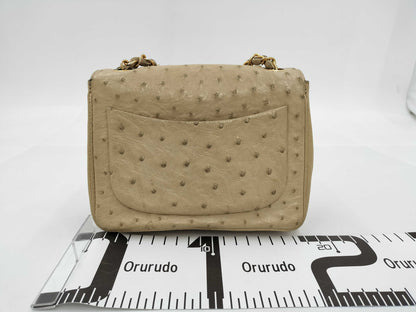 CHANEL Mini Matlasse Ostrich Shoulder Bag