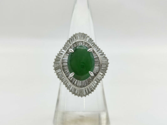 Jade D1.95ct Pt900 14.6g Ring 