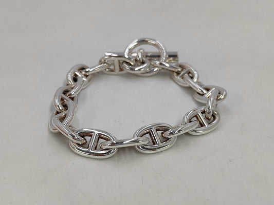 HERMES HERMES Chaine d'Ancre MM 17-Link Bracelet, 925 Sterling Silver, 60.0g, 19cm, Bracelet/Bangle