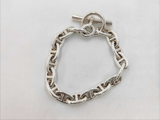 HERMES HERMES Chaine d'Ancre MM 17-Link Bracelet, 925 Sterling Silver, 60.0g, 19cm, Bracelet/Bangle