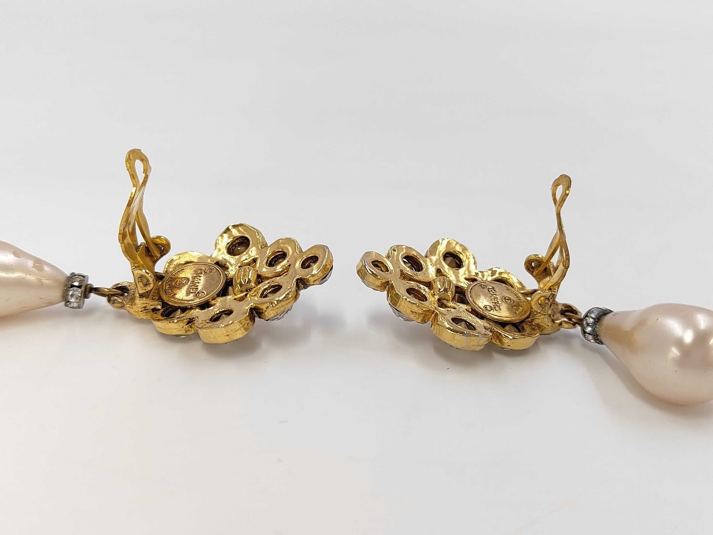 CHANEL Pearl Rhinestone Earrings Earrings