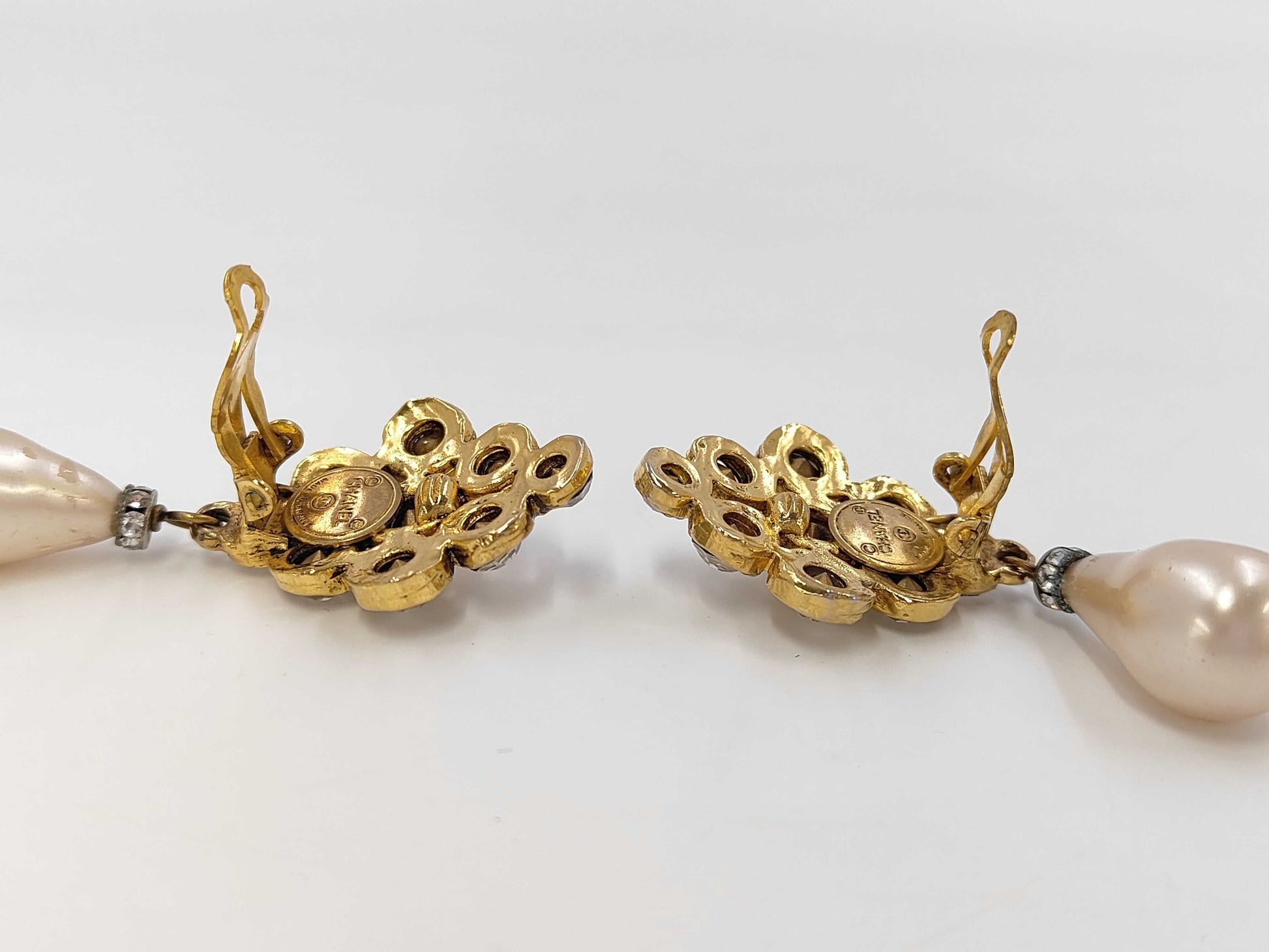 CHANEL Pearl Rhinestone Earrings Earrings