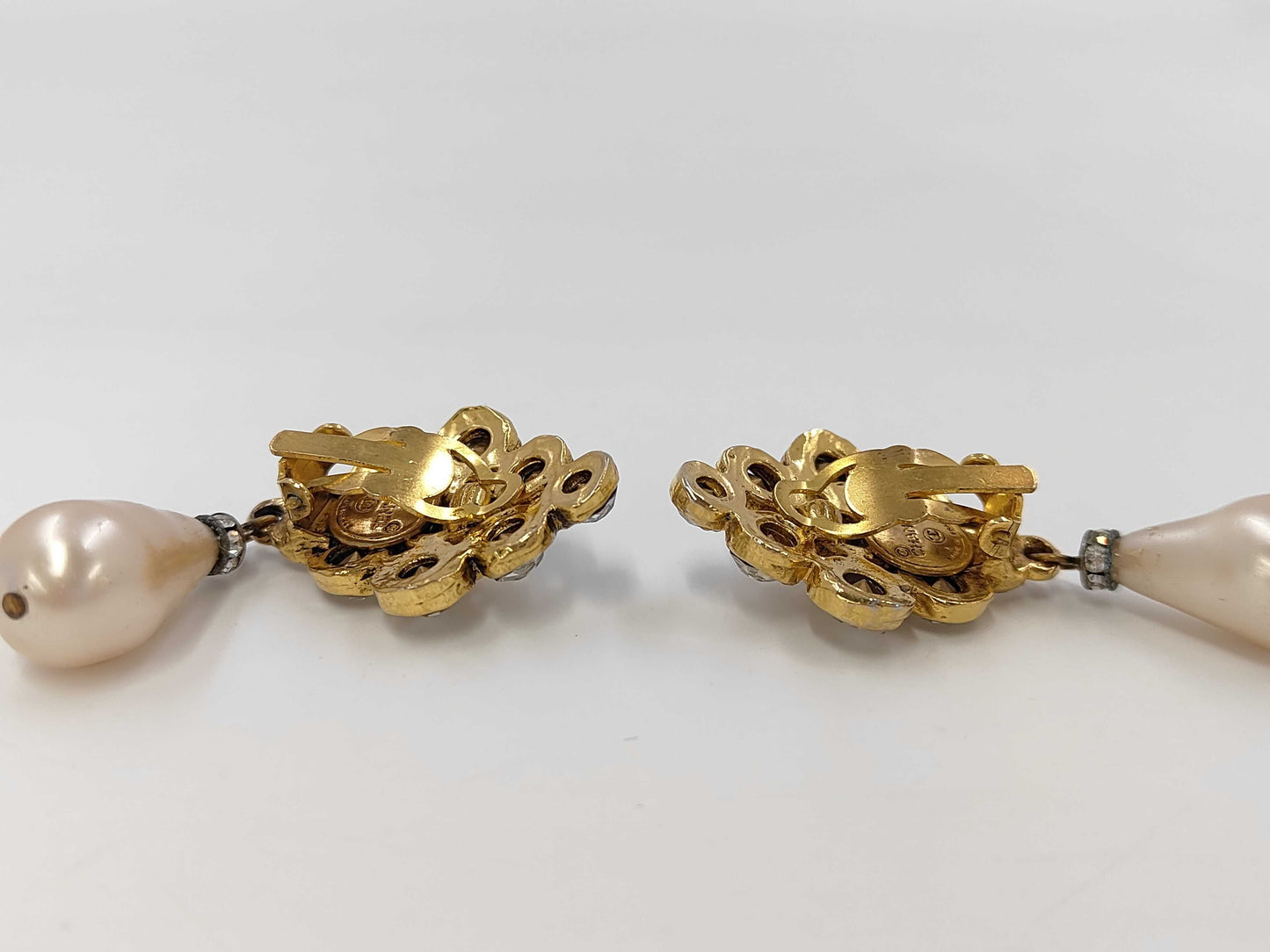 CHANEL Pearl Rhinestone Earrings Earrings