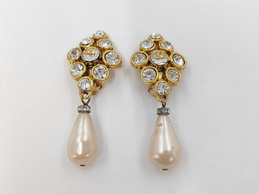 CHANEL Pearl Rhinestone Earrings Earrings