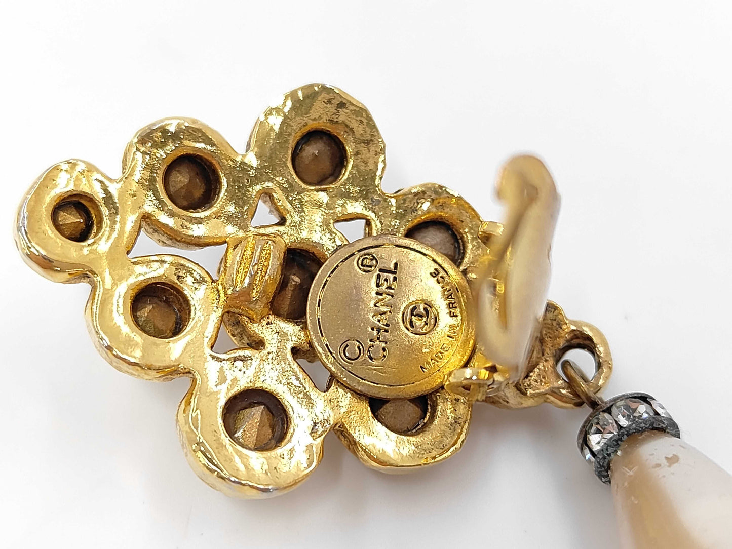 CHANEL Pearl Rhinestone Earrings Earrings