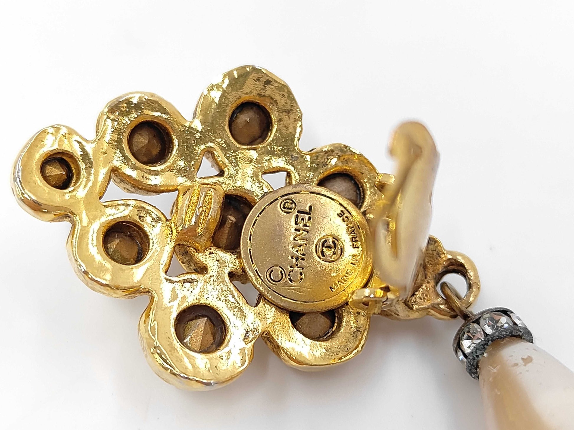 CHANEL Pearl Rhinestone Earrings Earrings