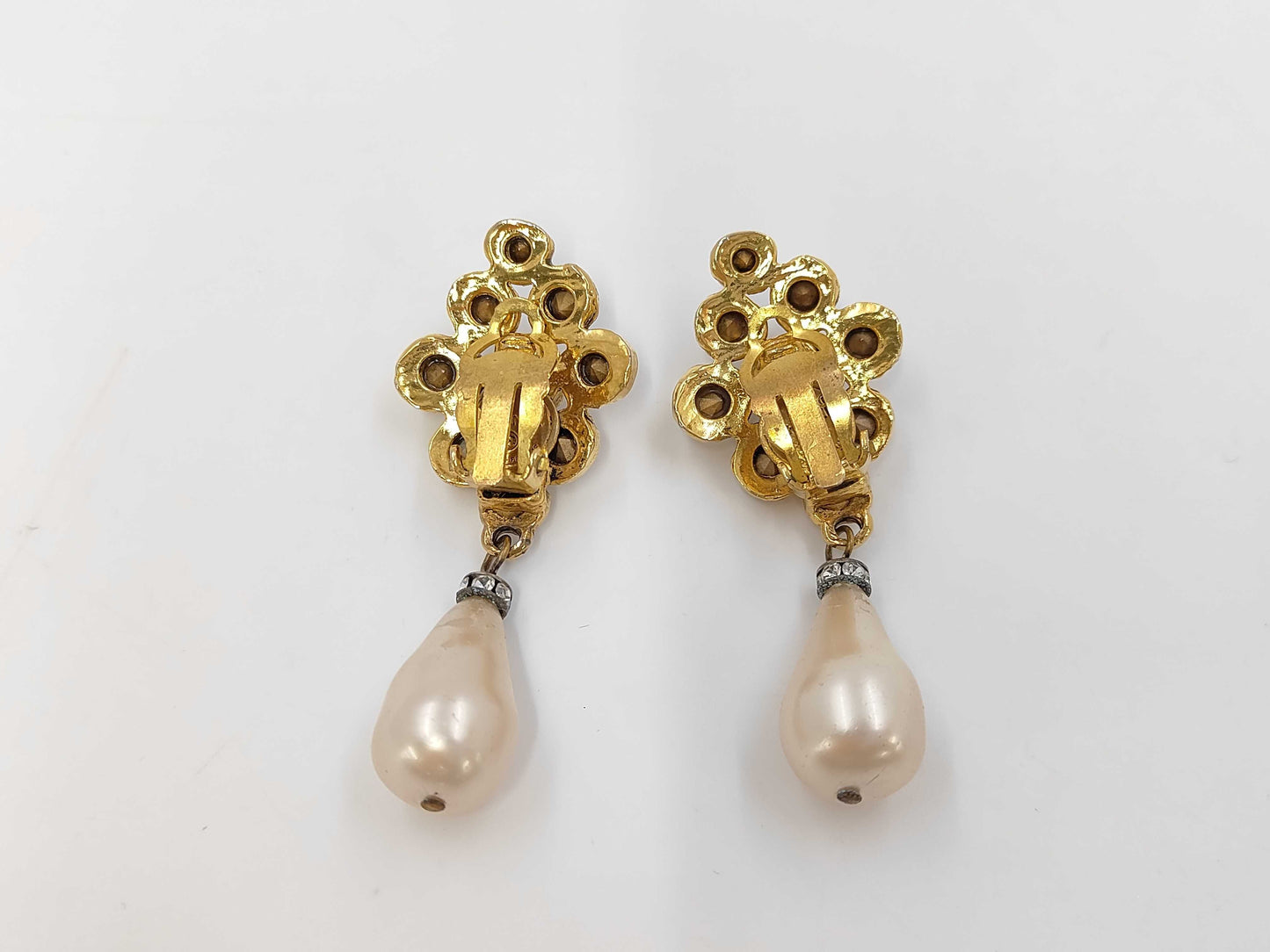 CHANEL Pearl Rhinestone Earrings Earrings