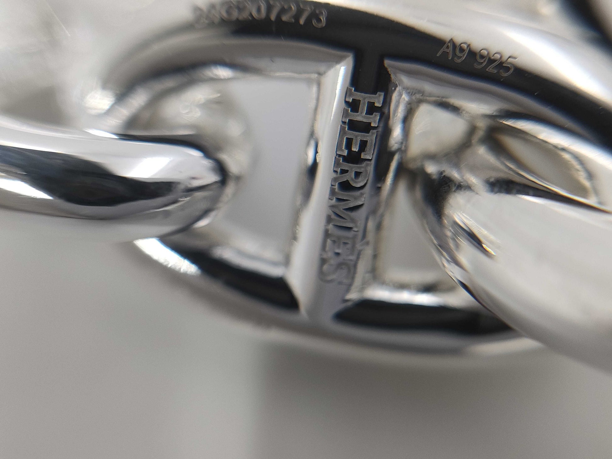 HERMES Schone Dunkle MM14 Frame 24 Engraved Bracelet AG925 52.2g Bracelet Bangle