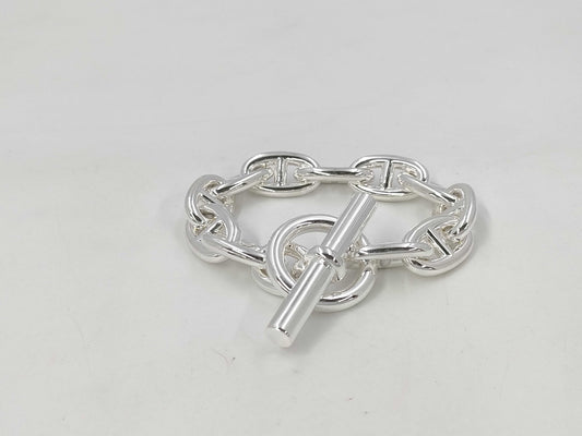 HERMES Chene Dunkle TGM11 Frame 19 Engraved Bracelet AG925 106.6g Bracelet Bangle