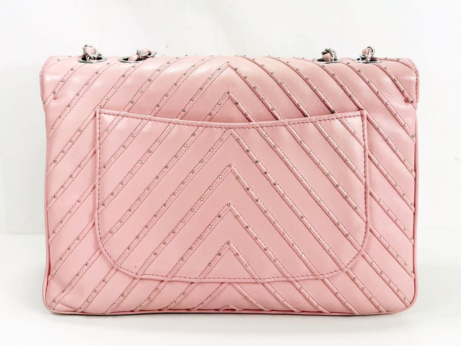 CHANEL Chevron Studs W Chain Tongue Lock W27/H19/D8cm Approx. 25 Series [With Seal] Vintage S Hardware Shoulder 25443127 Shoulder Bag