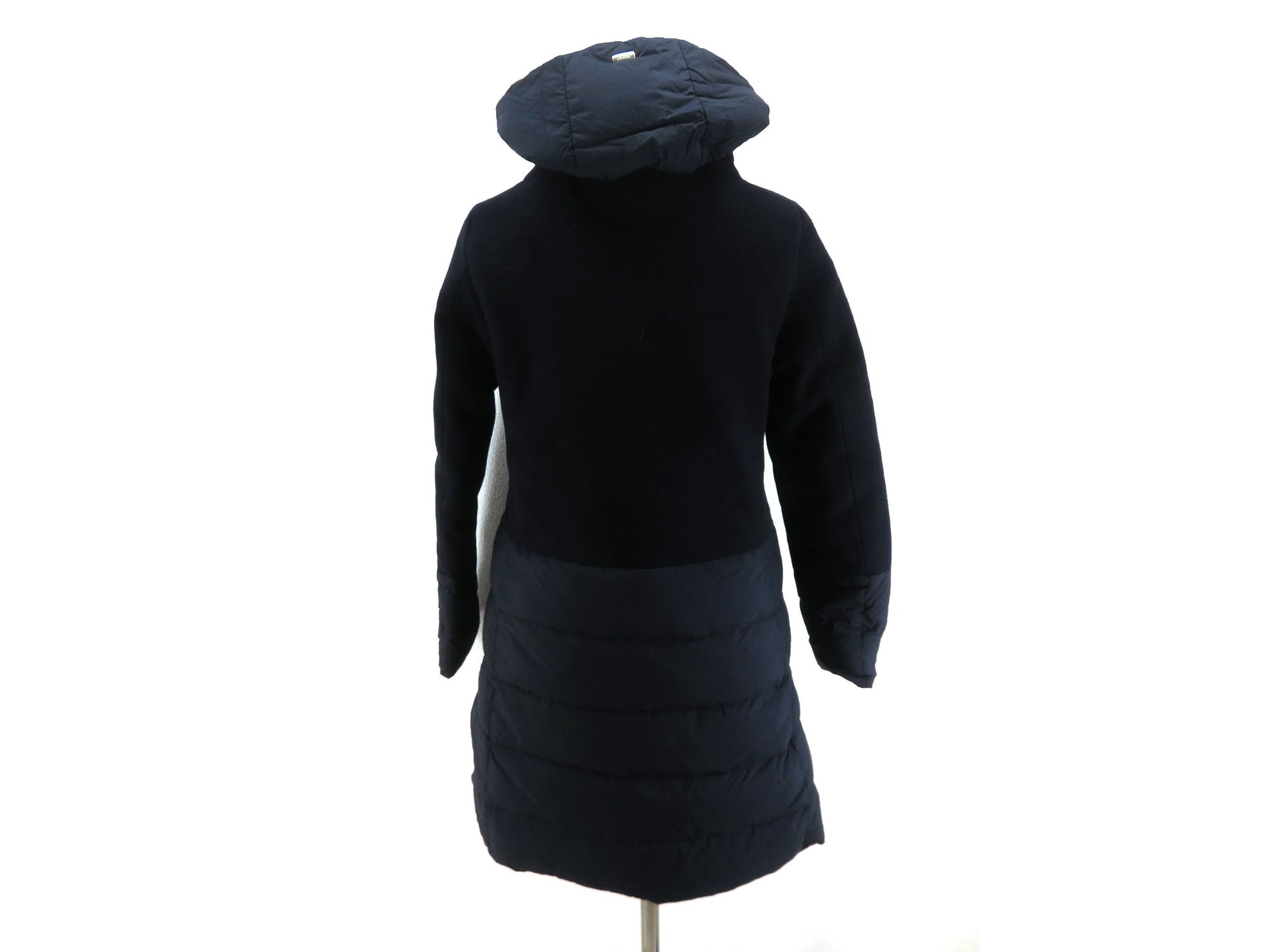 HERNO Nylon Down 40 Navy Blue DETACHABLE HOOD Coat