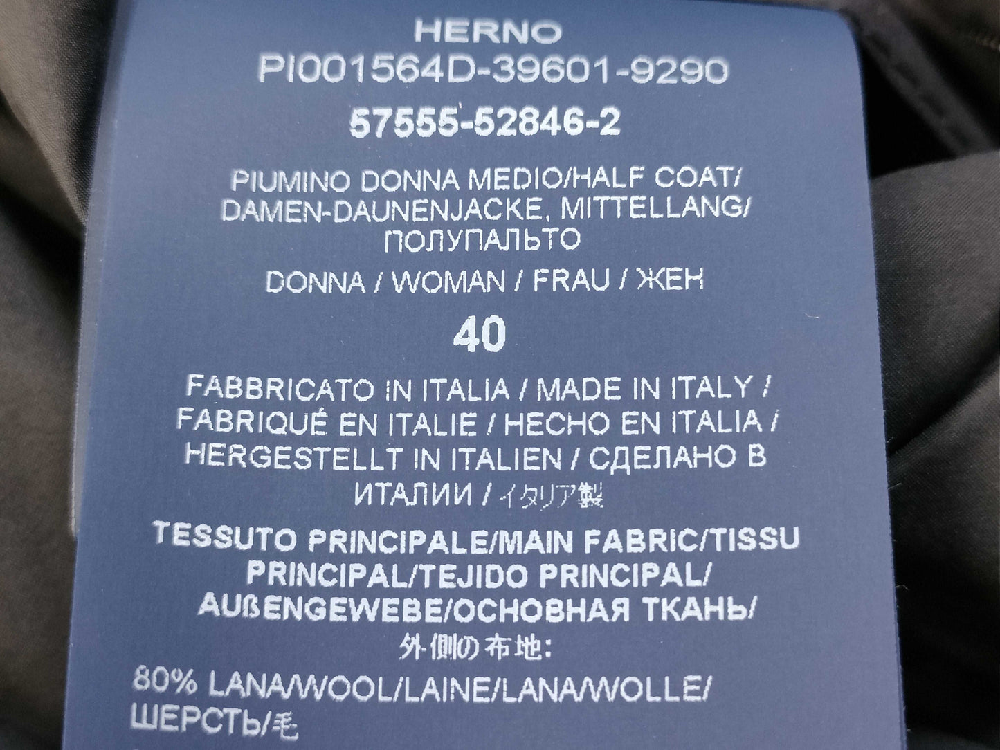 HERNO Nylon Down 40 Navy Blue DETACHABLE HOOD Coat