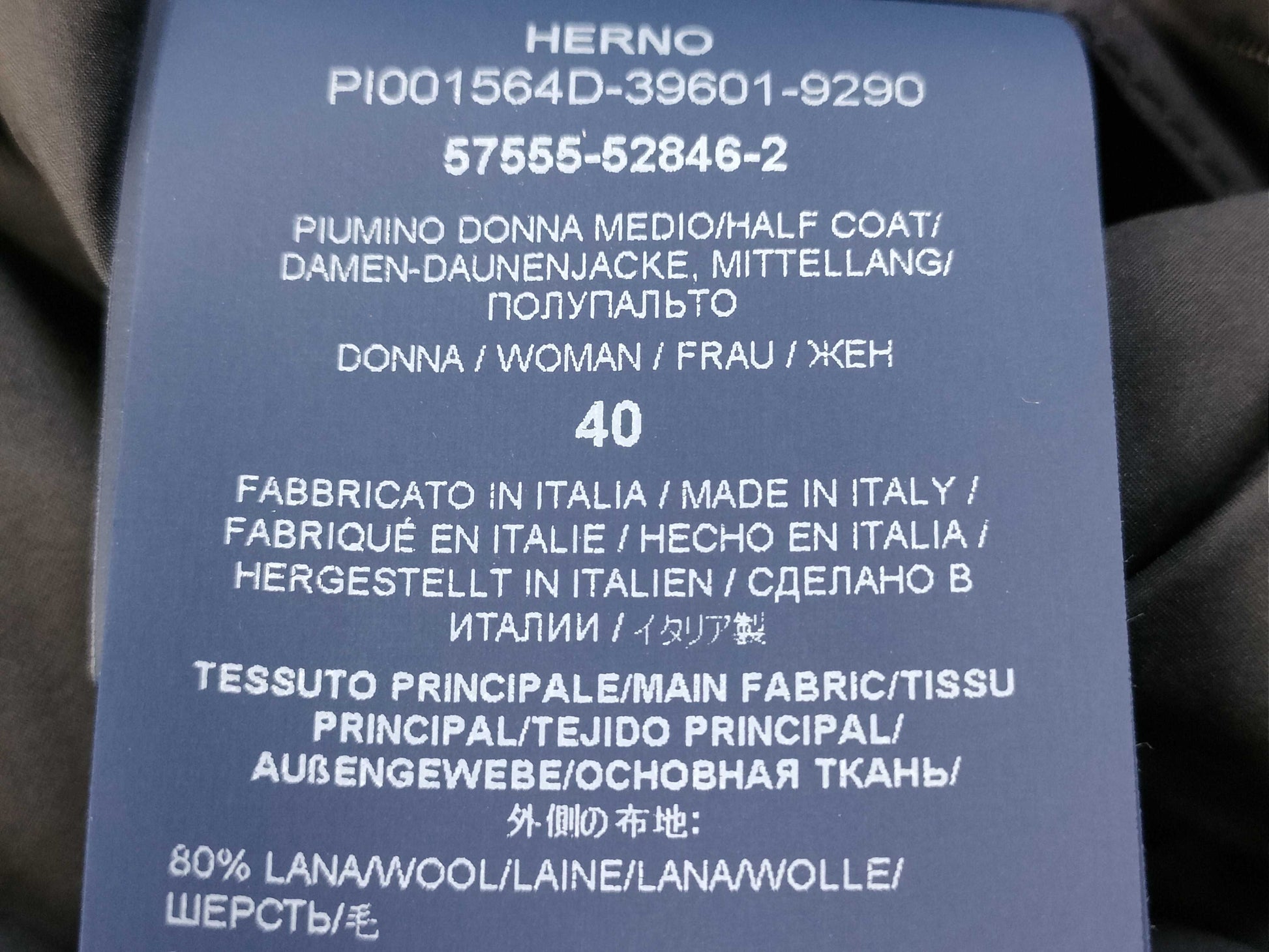 HERNO Nylon Down 40 Navy Blue DETACHABLE HOOD Coat