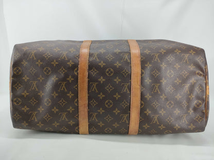 LOUIS VUITTON Monogram Keepall Bandouliere 60 M41412 TH0924 Padlock Key Name Tag Boston Bag