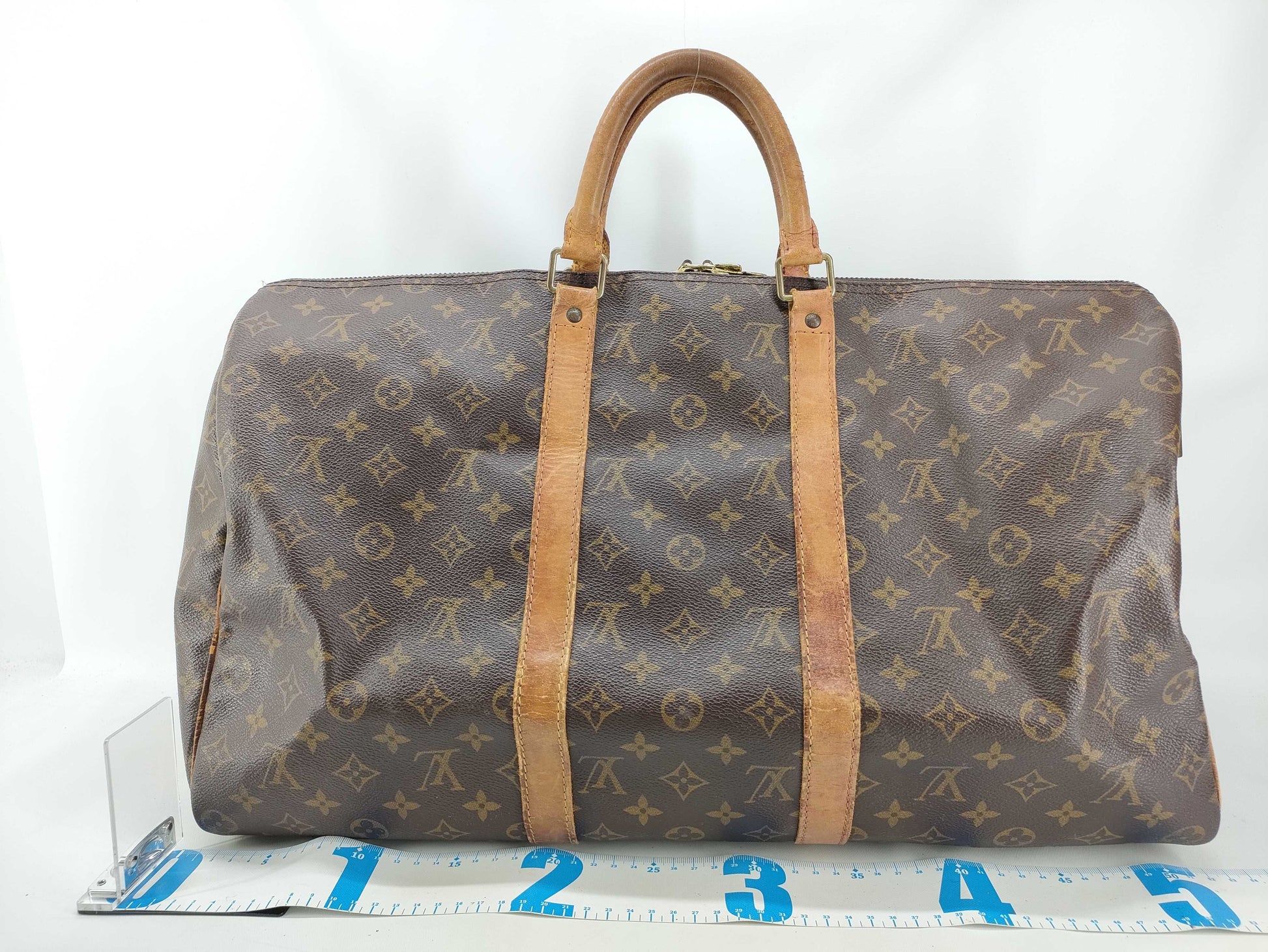 LOUIS VUITTON Monogram Keepall Bandouliere 60 M41412 TH0924 Padlock Key Name Tag Boston Bag