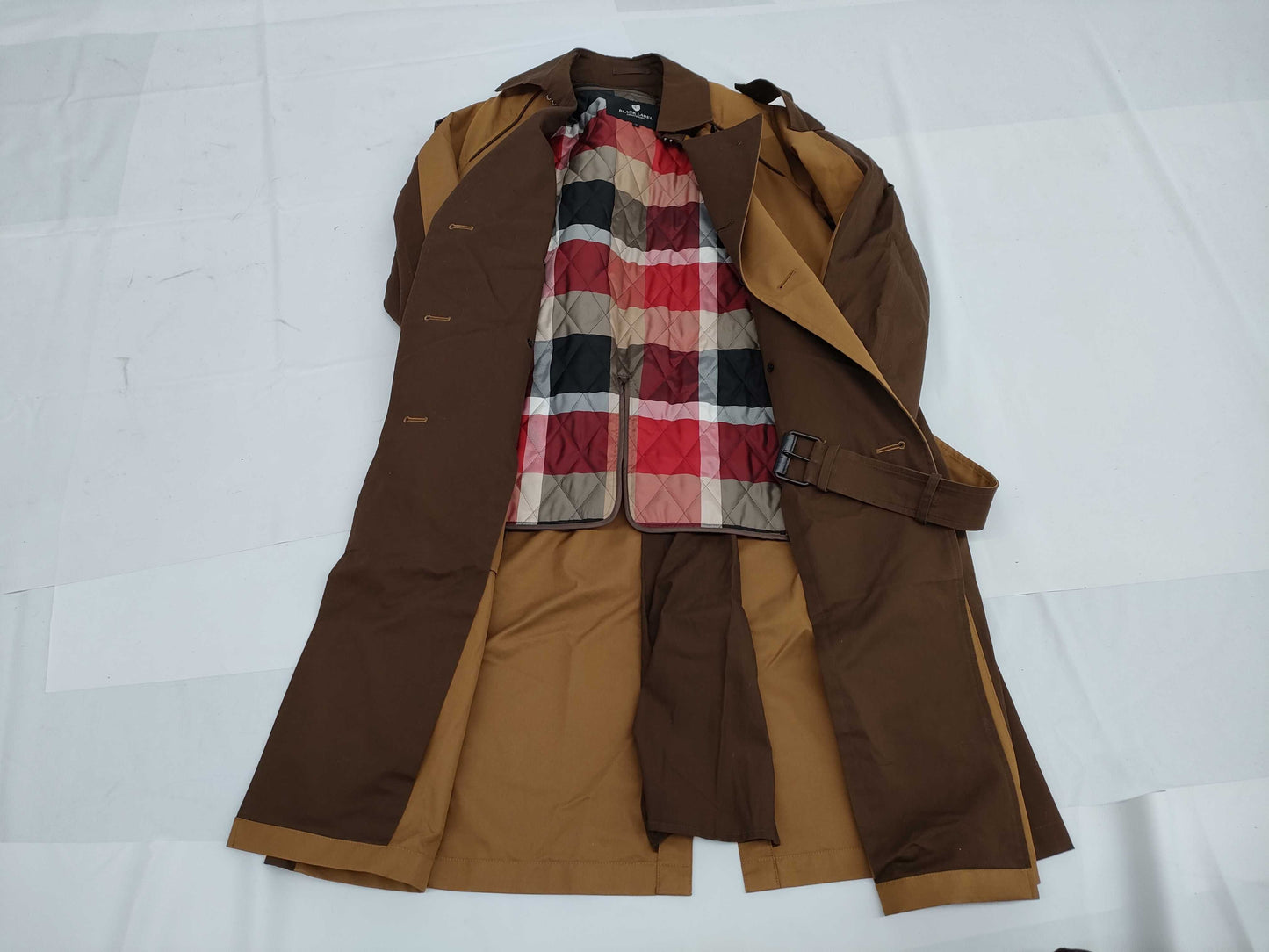 Black Label Crest Bridge Trench Coat with Quilted Liner Coat