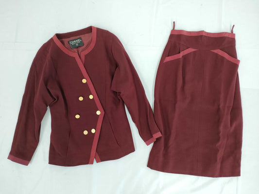 CHANEL CHANEL Bordeaux Suit Size 36-38 Other Apparel
