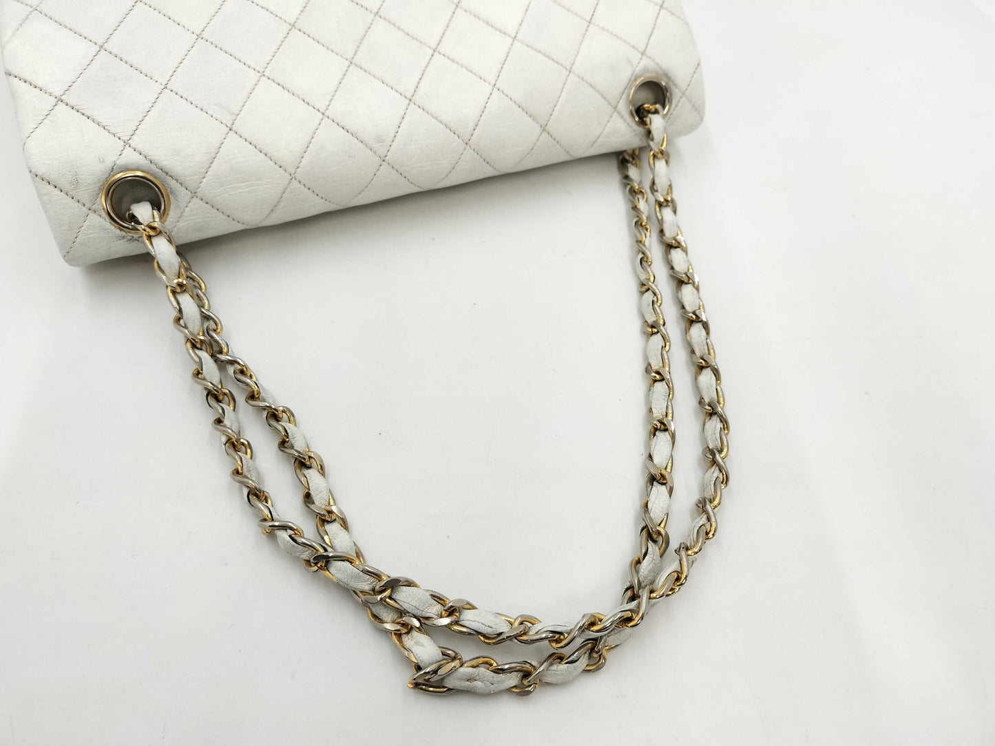 CHANEL CHANEL Matlasse Chain Handbag Lambskin White Shoulder Bag