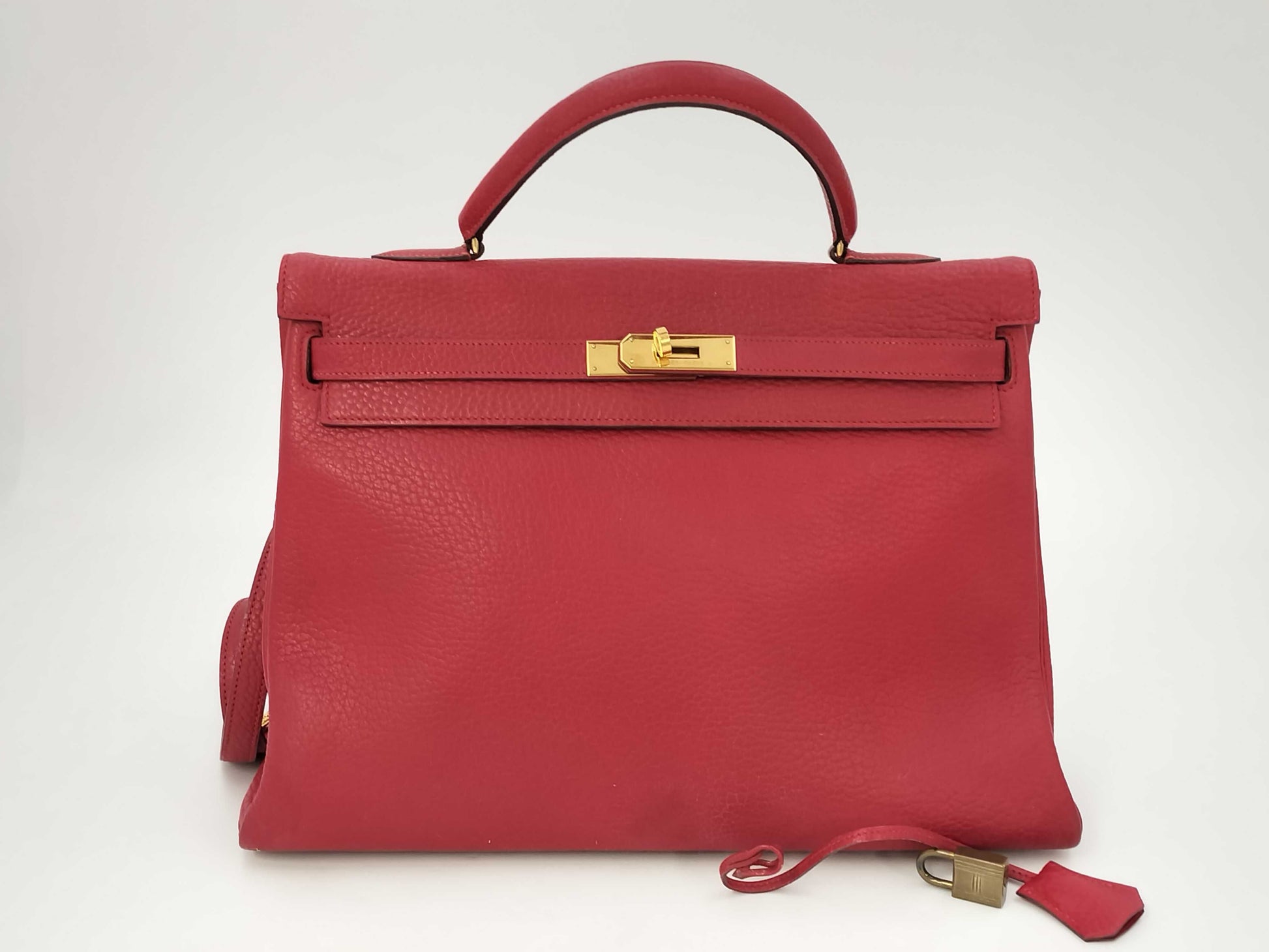 HERMES Kelly 35 Lutourne Fjord Rougeviv Gold Fittings ○T: 1990 Handbag