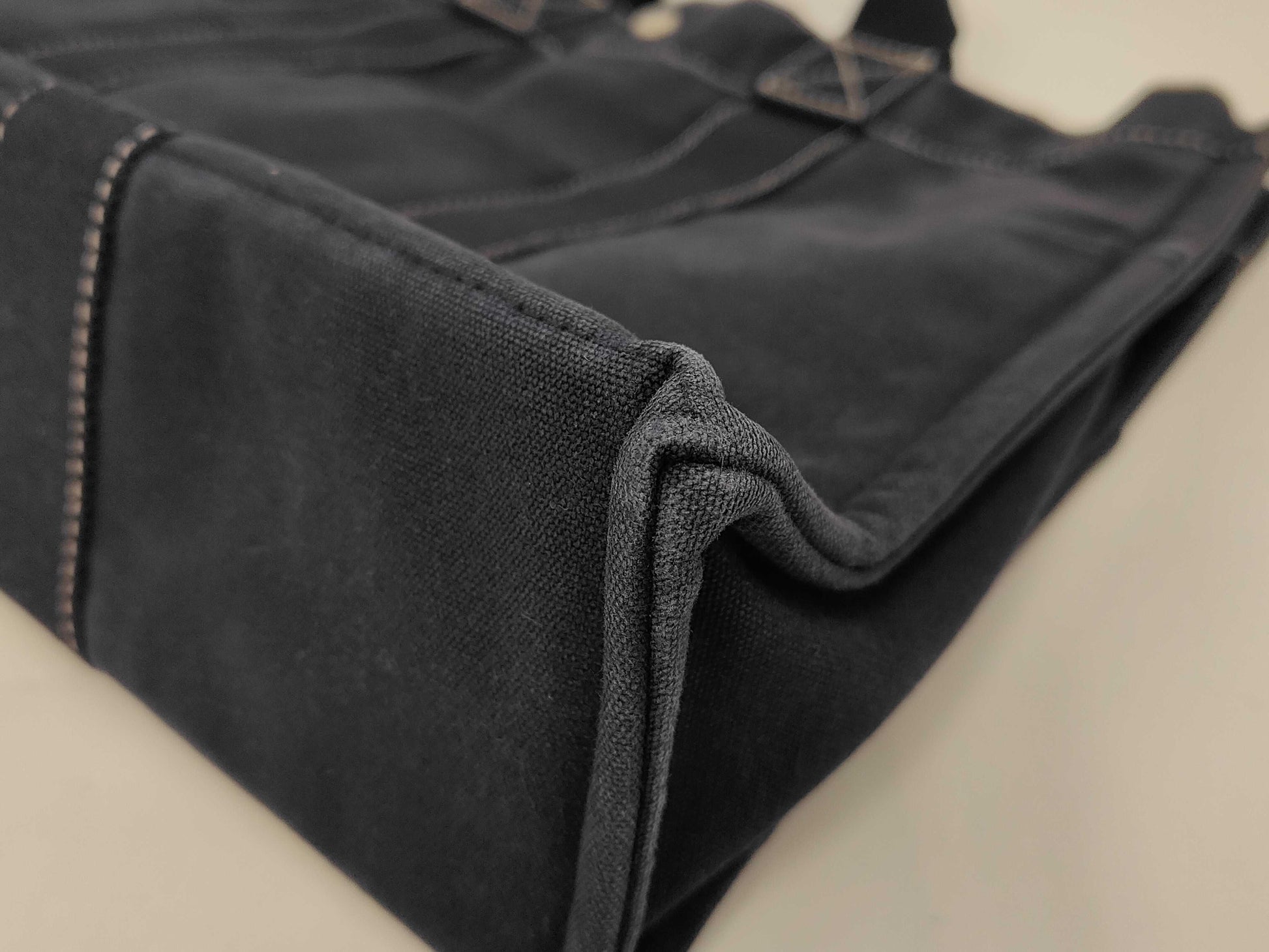 HERMES Deauville MM Canvas Handbag Silver Hardware Navy Tote Bag