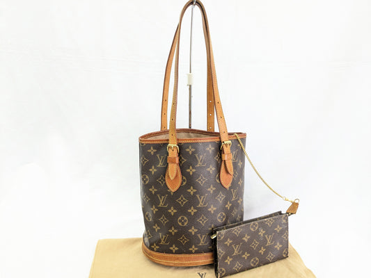 LOUIS VUITTON LV Monogram Bucket PM with Pouch Tote Bag