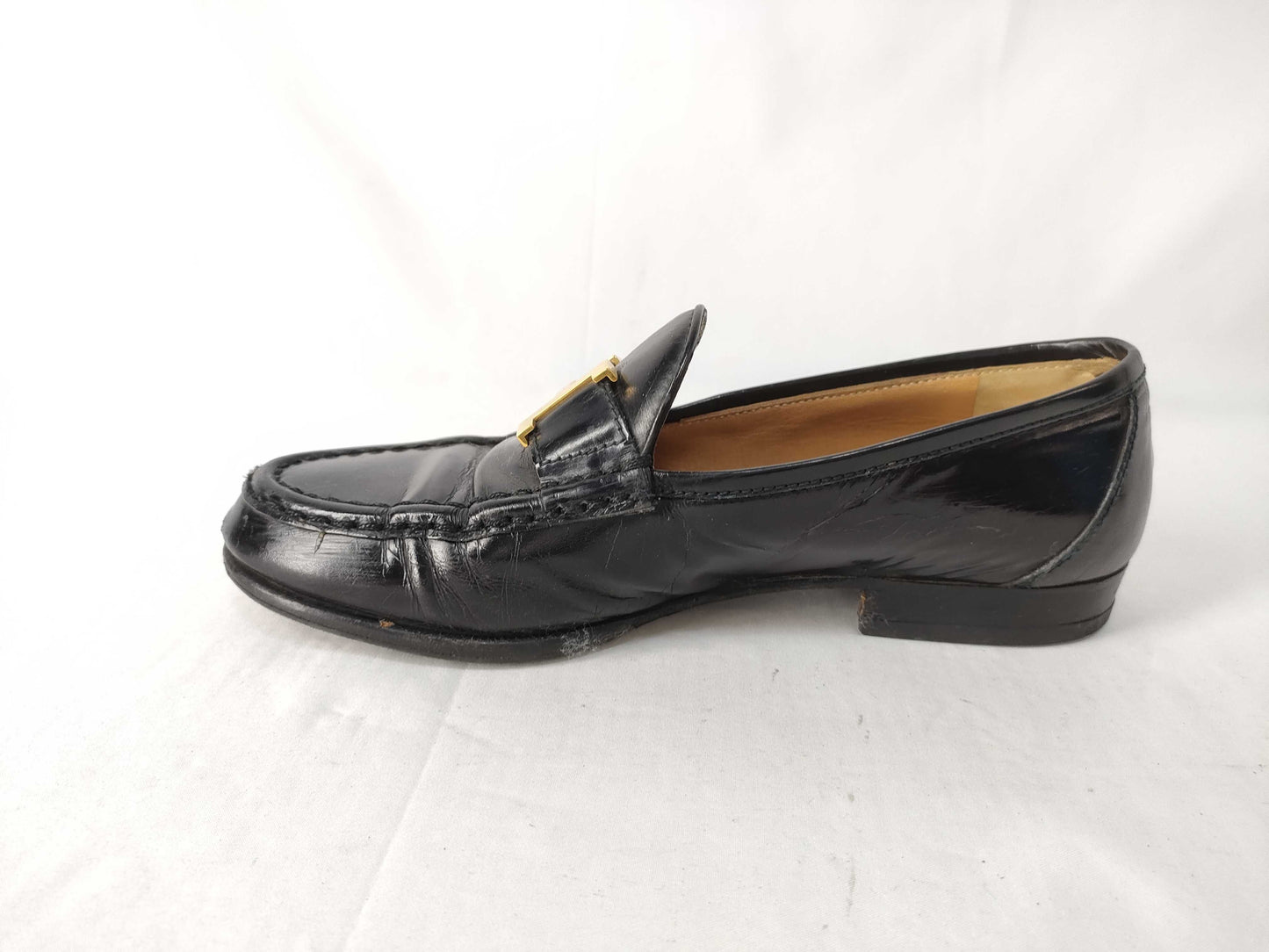HERMES Constance Hardware Black x Gold Size 36 1/2 Loafers