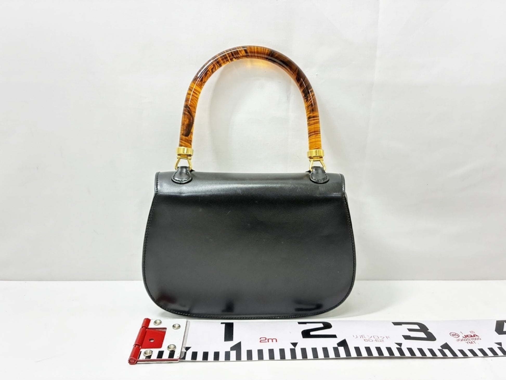 GUCCI Handbag Tortoiseshell Handle Black Handbag