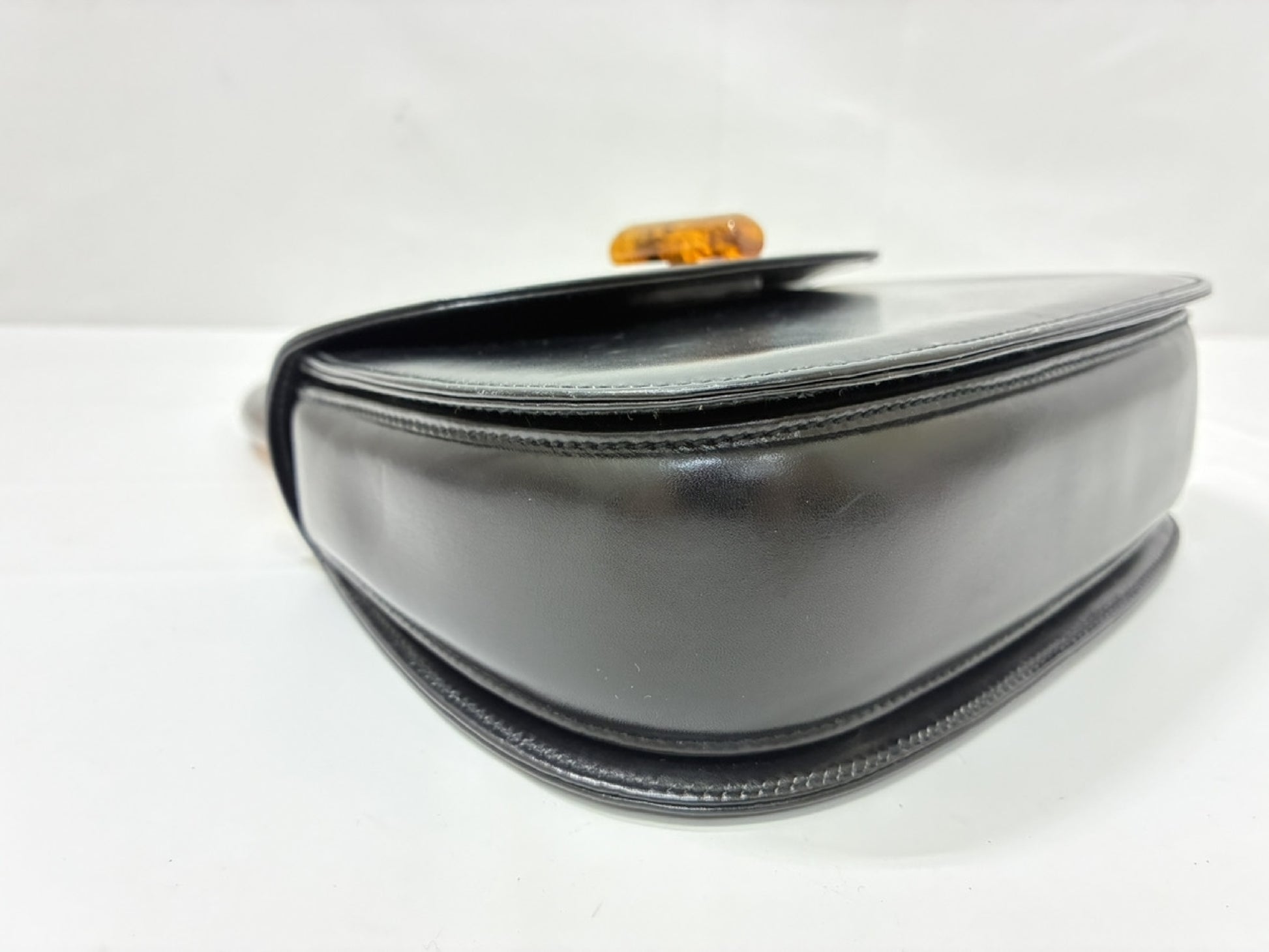 GUCCI Handbag Tortoiseshell Handle Black Handbag