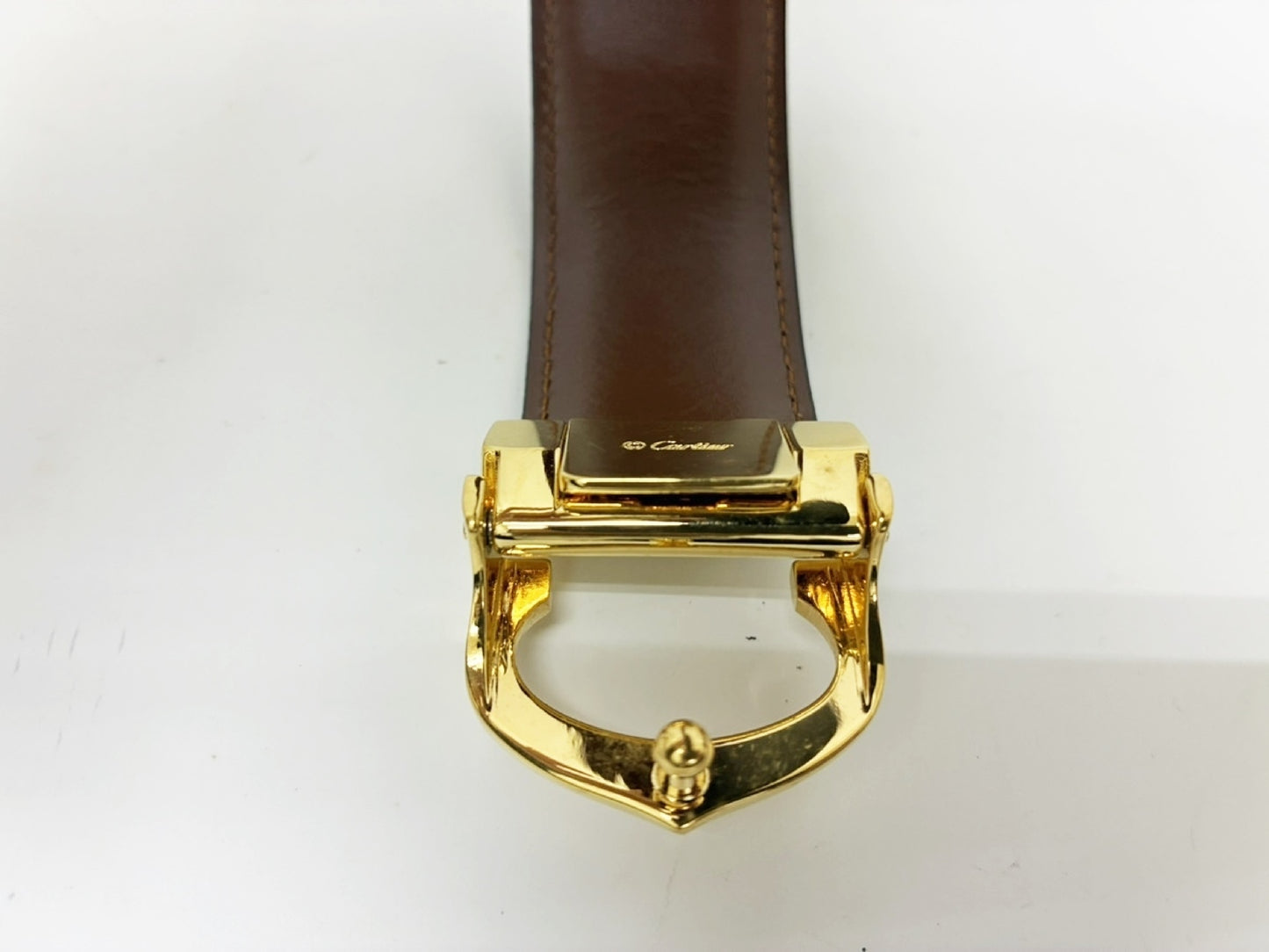 Cartier Belt Leather/Black GP Waist Approx. 78-88cm Belt