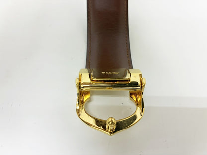 Cartier Belt Leather/Black GP Waist Approx. 78-88cm Belt