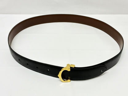 Cartier Belt Leather/Black GP Waist Approx. 78-88cm Belt