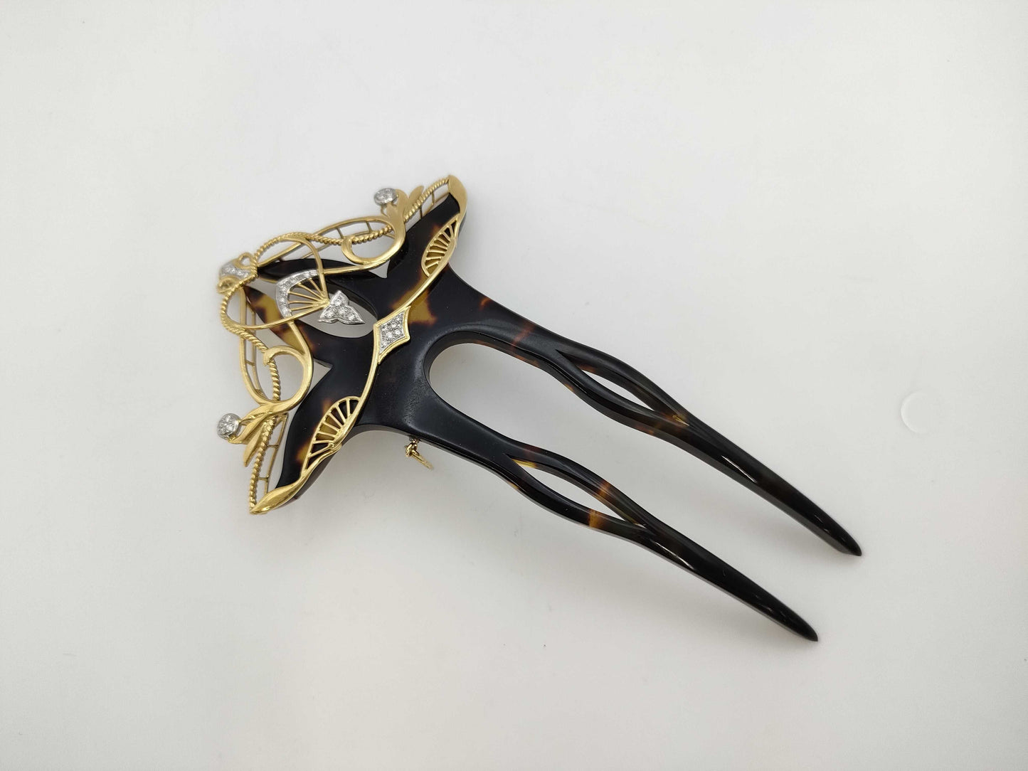 Kazuo Ogawa Kanzashi Tortoiseshell D0.24ct K18/Pt900 18.6g Hair Accessory 