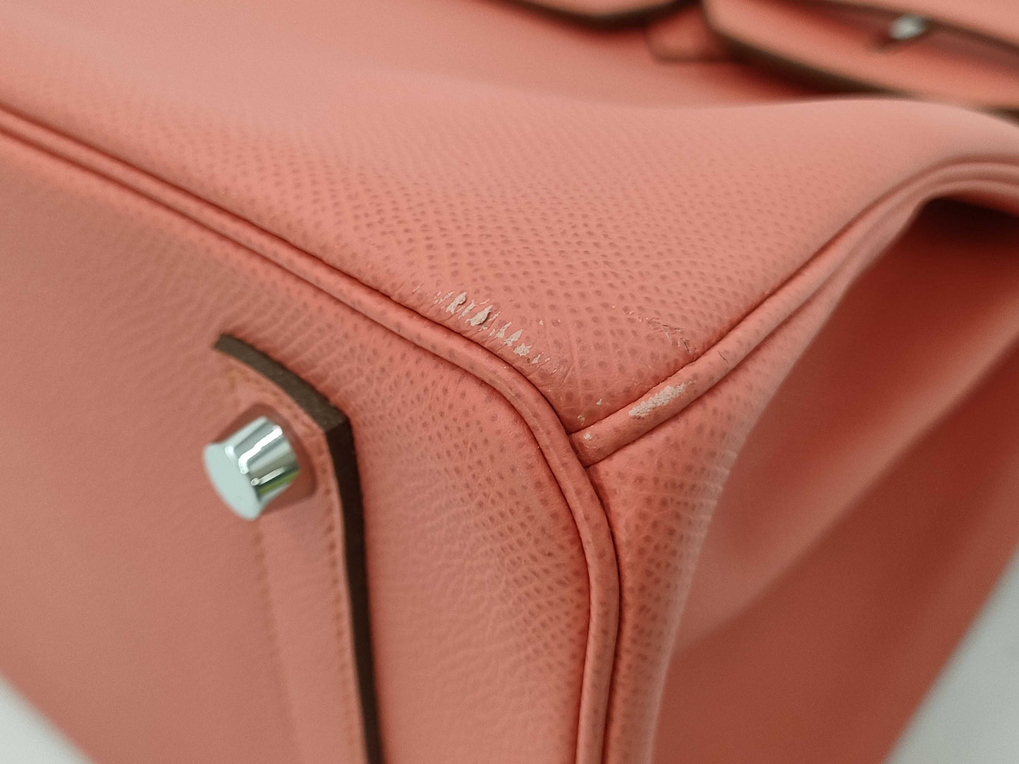 HERMES Birkin 35 Epson Flamingo Silver Fittings □Q Handbag